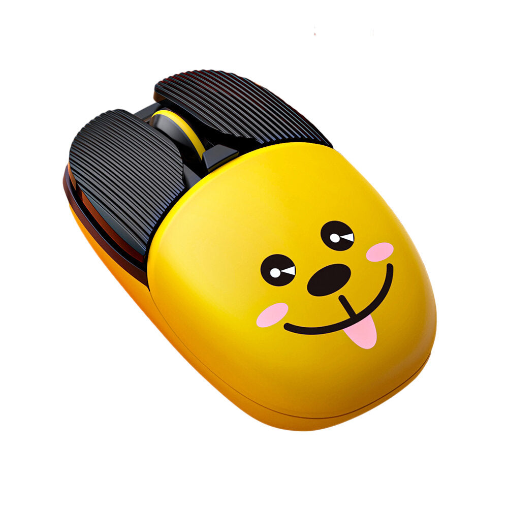 Cute Cartoon Mouse Dual Mode Bluetooth 3.0/5.2 2.4G Wireless Adjustable 1000-1600DPI Rechargeable Mute Button Mice