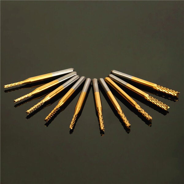 10pcs 0.8mm-3mm Carbide End Mill Engraving Bits For CNC Rotary Burrs