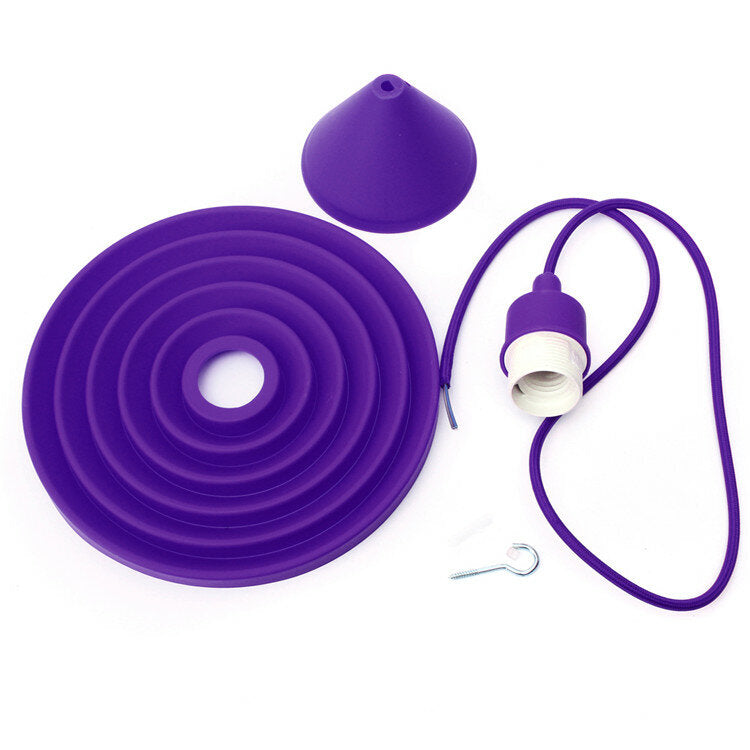 Folding Lampshade Colorful Silicone E27 Lamp Holder Pendant Lights DIY Ceiling Light Home Decor