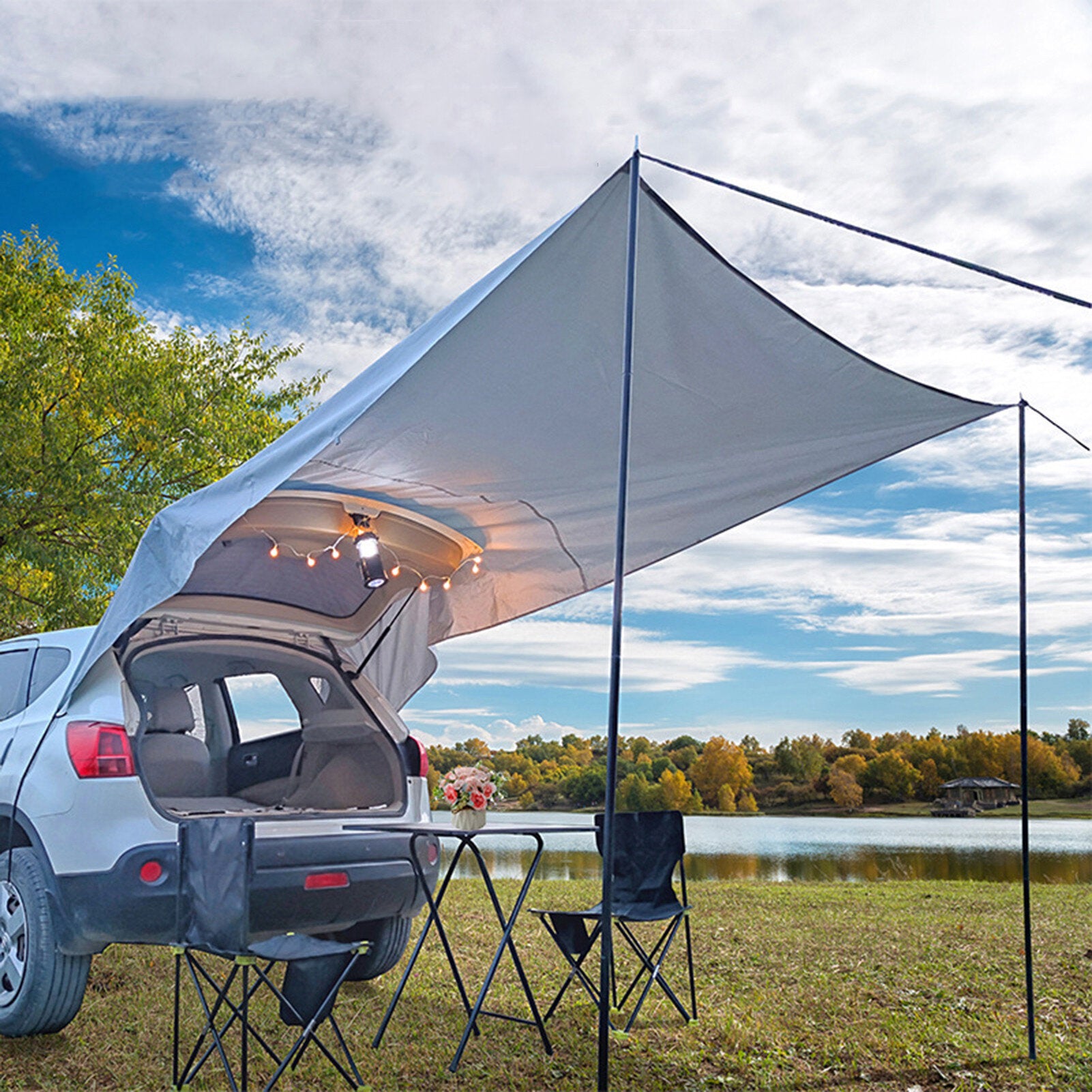 Car Rear Rooftop Tent Waterproof Car Side Awning Tent Sun-shelter Truck Canopy Camping Travel