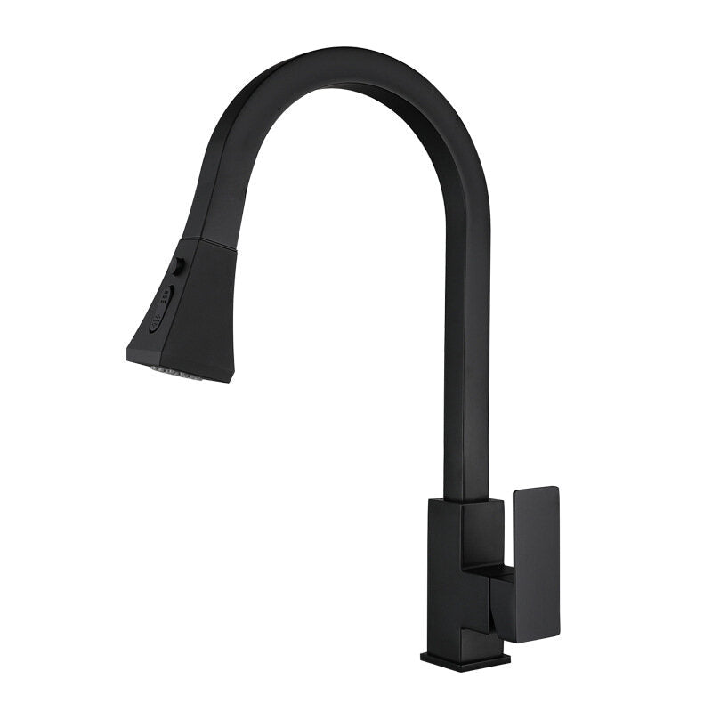 Kitchen Sink Hot And Cold Faucet Single Handle Brushed Nickel Stainless Steel Gooseneck Wash basin Tap With Pull Down Sprayer