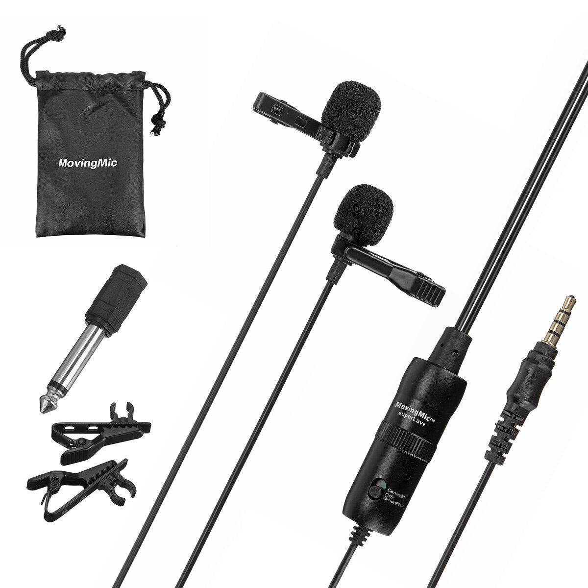 Dual Head Collar Clip Micrphone Interview Record Lecture Short Video 3.5mm