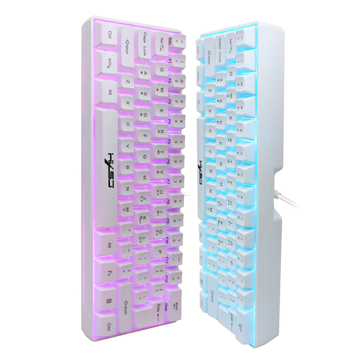 61 Keys Gaming Keyboard USB Wired LED Backlit Multiple Shortcut Keys Mini Mechanical Feel Keyboard for Home Office