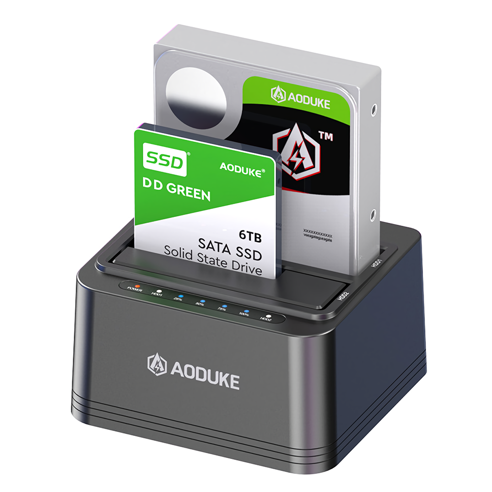 USB 3.0 to SATA Hard Drive Docking Station Dual Bay Off-Line Clone Function 2.5"/3.5" HDD/SSD Hard Drive Enclosure