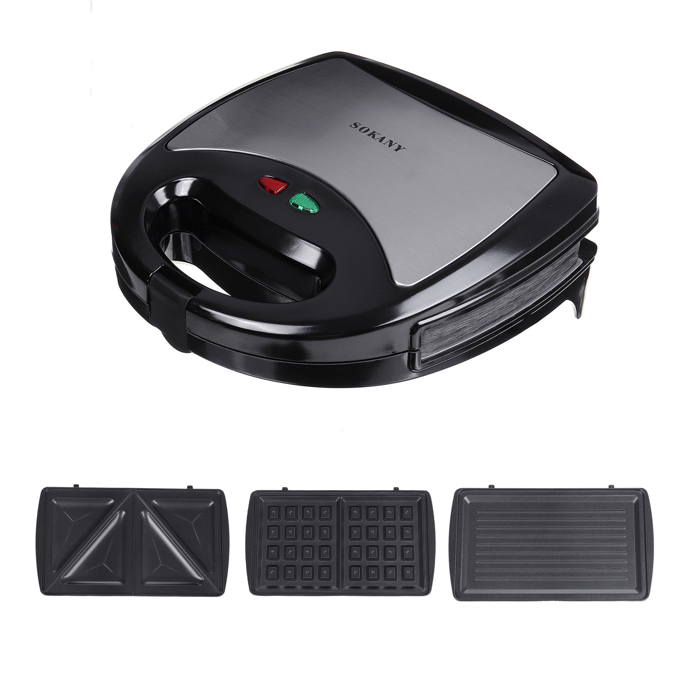 220V 750W Multifunction3 in 1 Breakfast Machine Sandwiches Waffles Panini Toast Maker Non-Stick Coated Baking Sheet