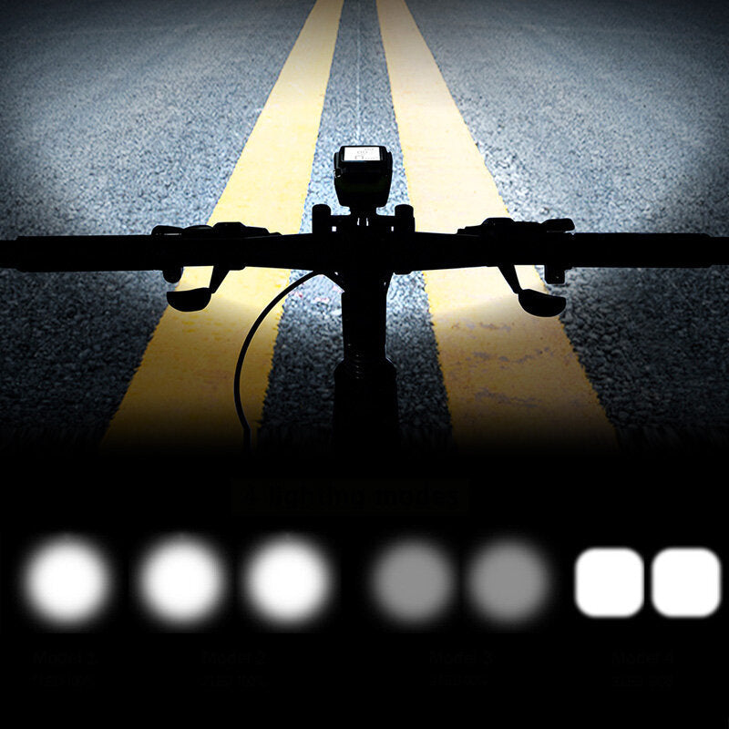3-in-1 Bicycle Speedometer Wireless USB Rechargeable Double T6 LED Bike Light Bike Computer with Alarm Horn