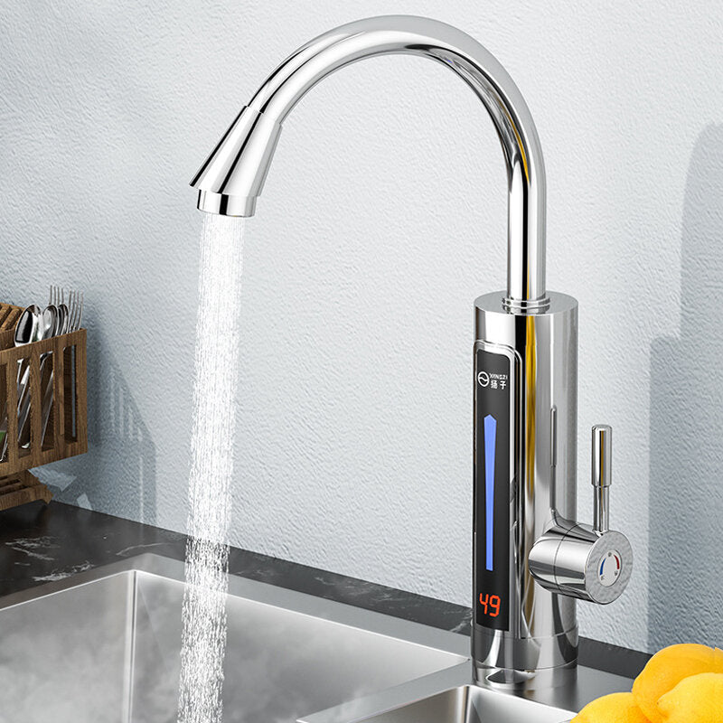 3300W Electric Hot Water Heater Faucet LED Ambient Light Temperature Display Instant Heating Tap