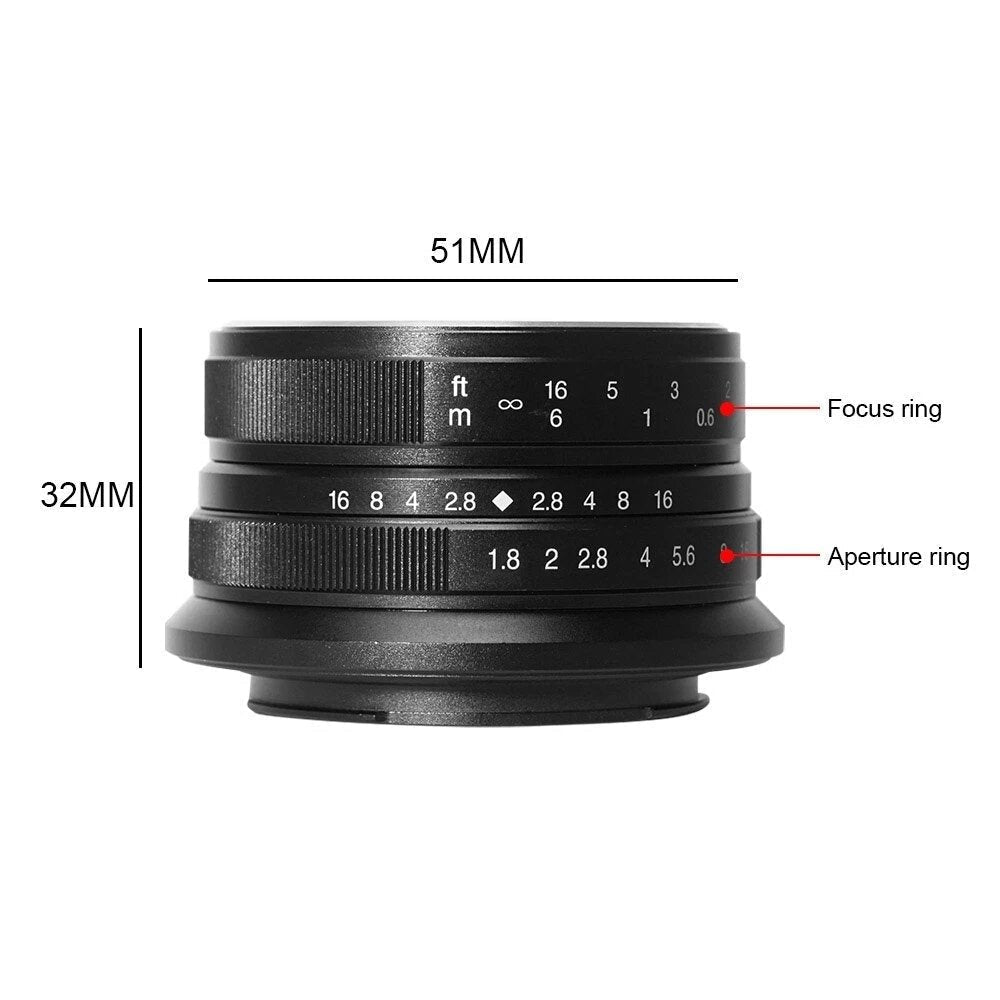 25mm F1.8 Prime Lens for Sony E Mount for Fujifilm for Canon EOS-M Mout Micro 4/3 Cameras A7 A7II A7R for Panasonic for OLYMPUS epm1