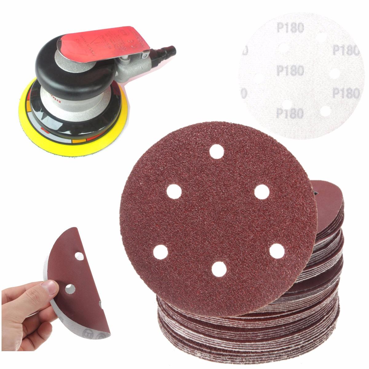 50pcs 150mm 6 Holes Sanding Disc 40-800 Grit Sand Paper Abrasive Tool