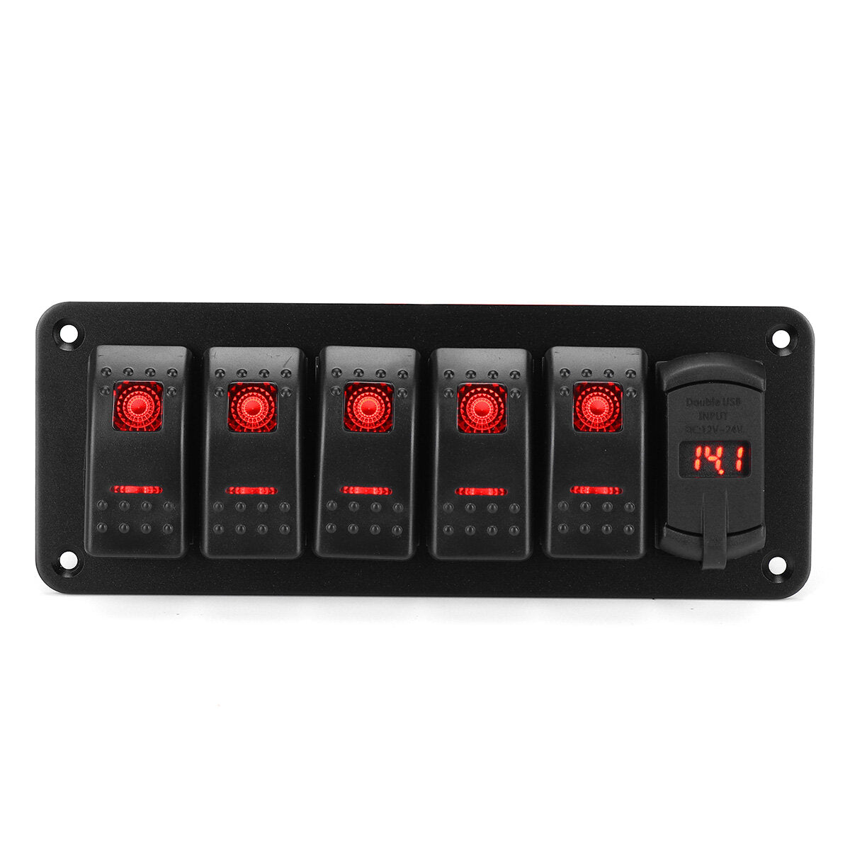 4/5/6 Gang Green Rocker Switch Panel Circuit Breaker LED Waterproof Car Marine