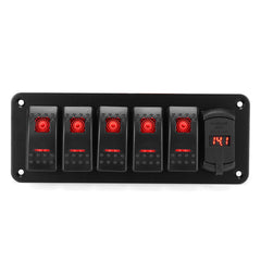 4/5/6 Gang Green Rocker Switch Panel Circuit Breaker LED Waterproof Car Marine