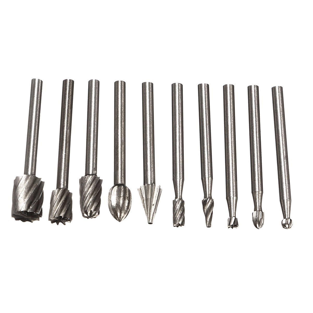 10pcs HSS Router Bit Burr For Dremel and Rotary Engraving Wood Working Tool