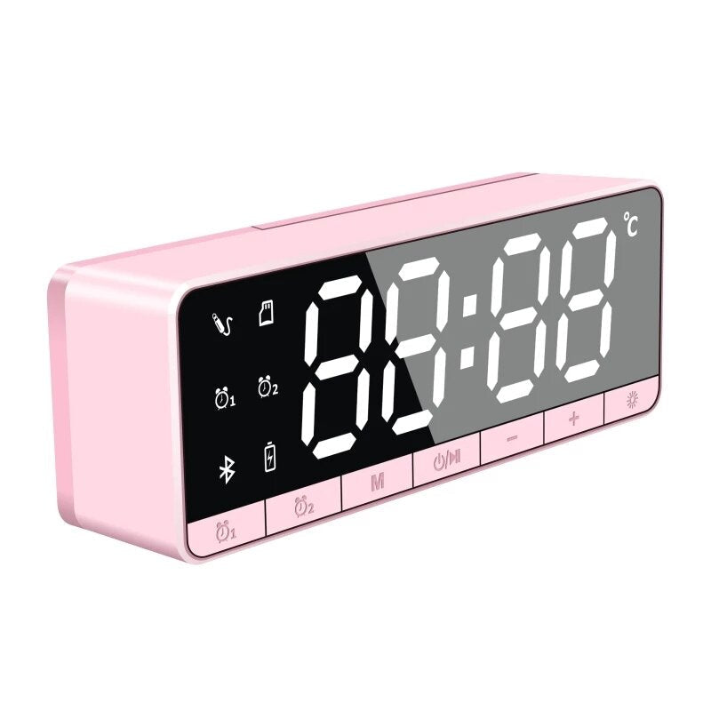 Bluetooth Speaker Portable Wireless Speaker LED Alarm Clock Mini Stereo Bass TF Card FM Handsfree Speaker with Mic