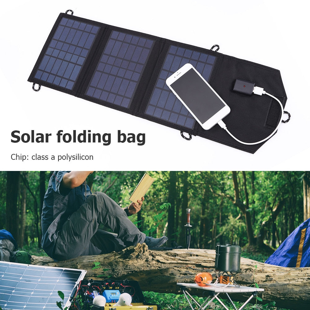 30W 5V USB Solar Panel Pack Portable Waterproof Outdoor Camping Emergency Foldable Power Battery Cells Charger for Mobile Phone