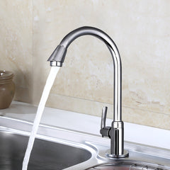 Kitchen Faucet Water-Saving Single-cold Vertical Wash Basin Stainless Steel Large Curved Universal