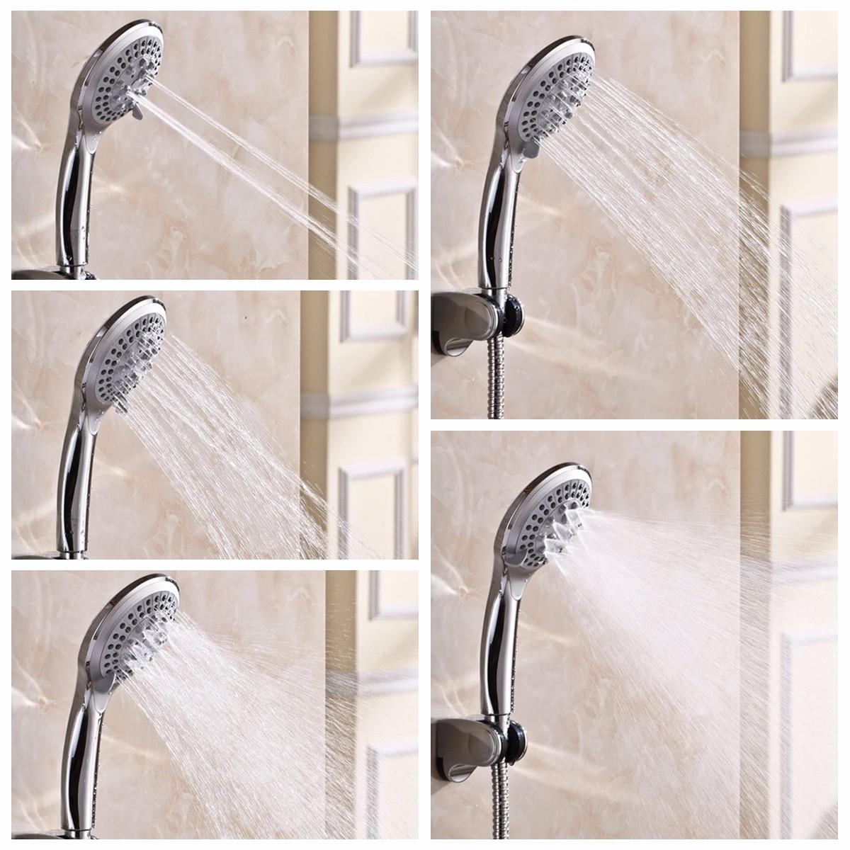 Modern Style Wall Mount Chrome Bathroom Faucet Hot Cold Mixer Tap + Shower Head