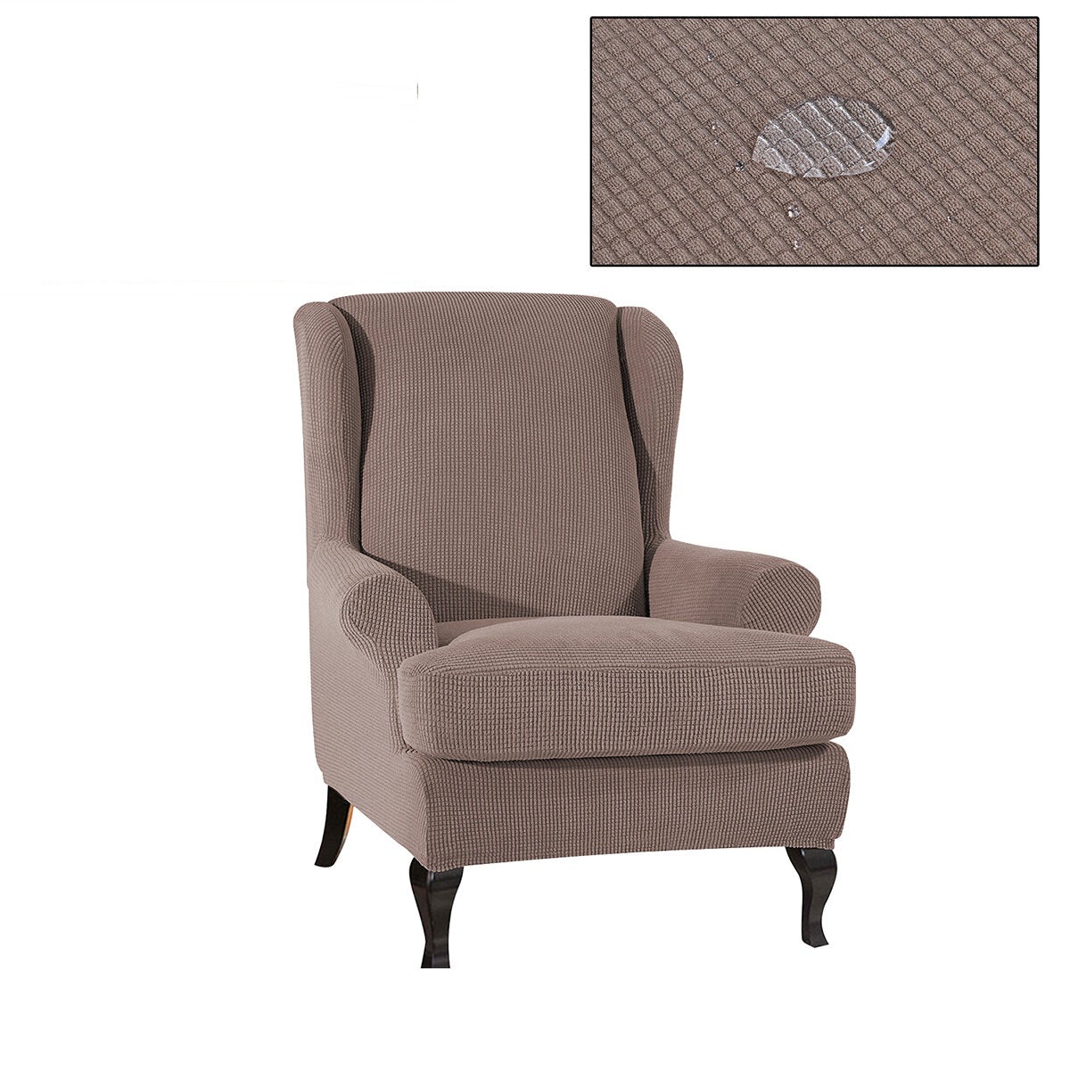 Waterproof Elastic Armchair Wingback Wing Chair Slipcover Protector Covers