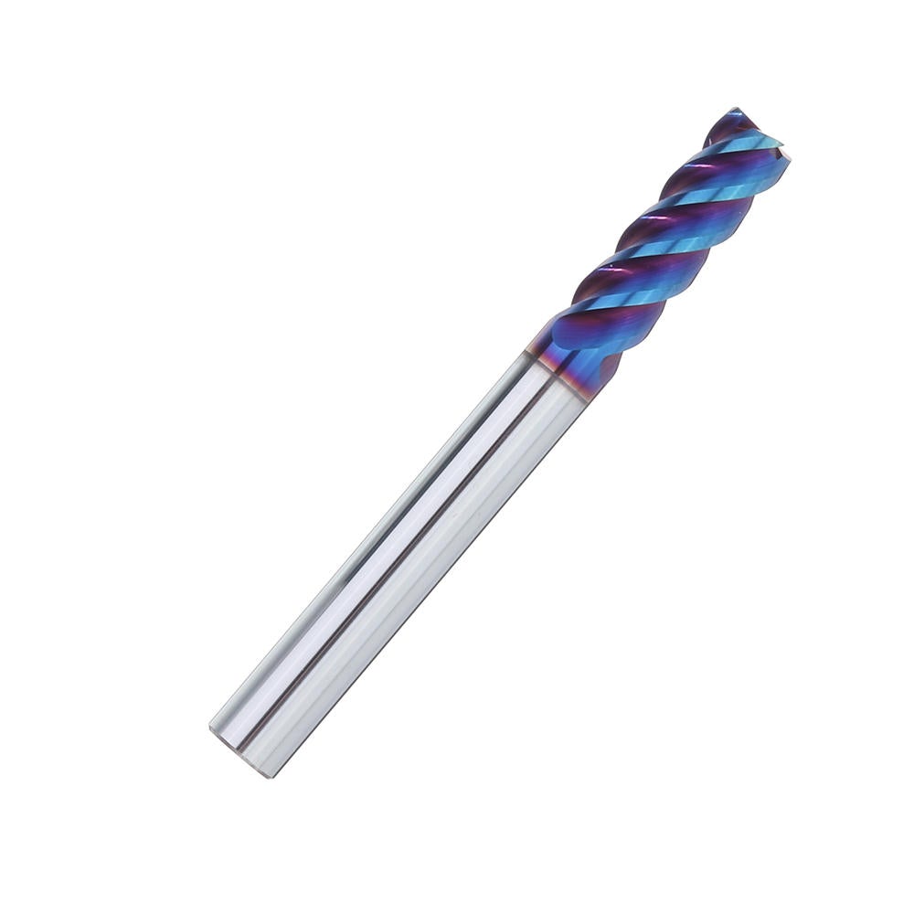 D4/5/6/8/10mm HRC60 4 Flutes L75mm Blue NACO Coated Tungsten Carbide Milling Cutter CNC Tool