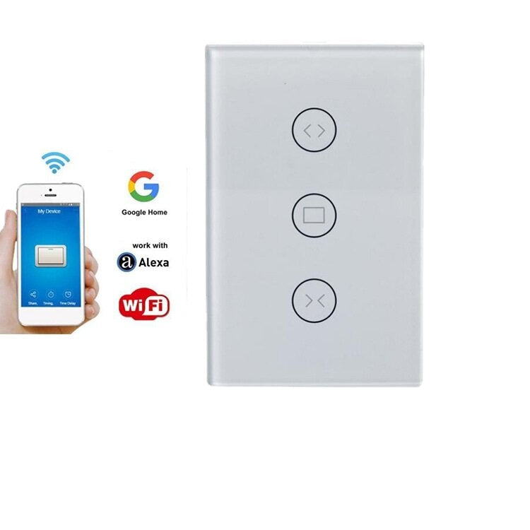 Smart Wifi US Curtain Switch Voice Control Work with Alexa Google home WF-CS01 AC 100-240V 2.4 GHz