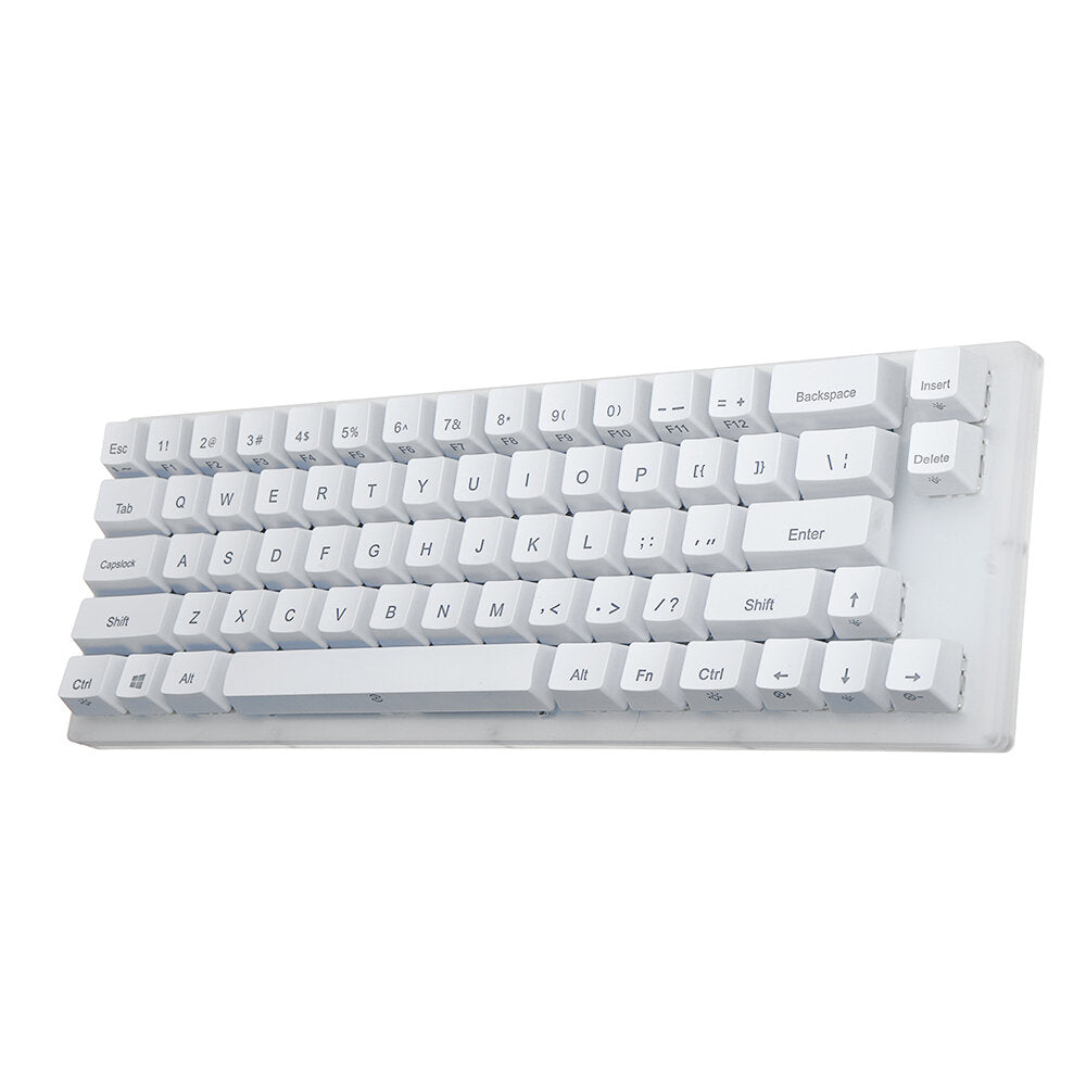 Mechanical Keyboard 66 Keys Gateron Switch Hot Swappable Tyce-C Wired RGB Backlit Gaming Keyboard with Crystalline Base for PC Laptop