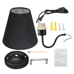 Wall Light American Style Bedroom Wrought Iron Retro Bedside Lamp with Power Switch Cord Without Bulb