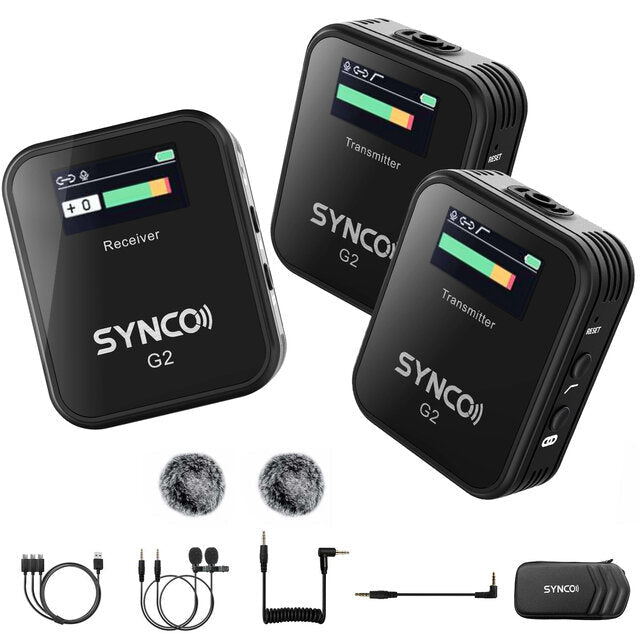 Microphone G2A1 G2A2 Wireless Lavalier Mic System for Smartphone DSLR Camera Realtime Monitoring 70M Transmission