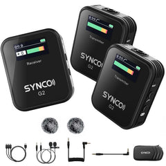 Microphone G2A1 G2A2 Wireless Lavalier Mic System for Smartphone DSLR Camera Realtime Monitoring 70M Transmission