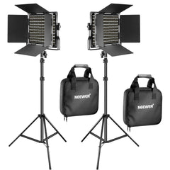 Bi-color 660 LED Video Light With Lighting Stand Kit 3200-5600K CRI 96+ Dimmable Lamp with U Bracket for Studio Photography Video Shooting 2 Pieces