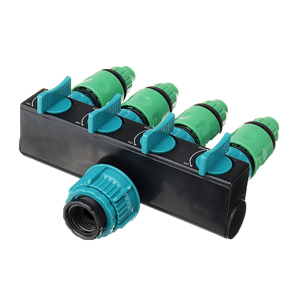 Universal 4 Way Garden Hose Splitter Tap Manifold for 1/2" 3/4" 1" Faucet Shut Off Connector Water Pipe Divider Quick Adapter Outdoor Irrigation