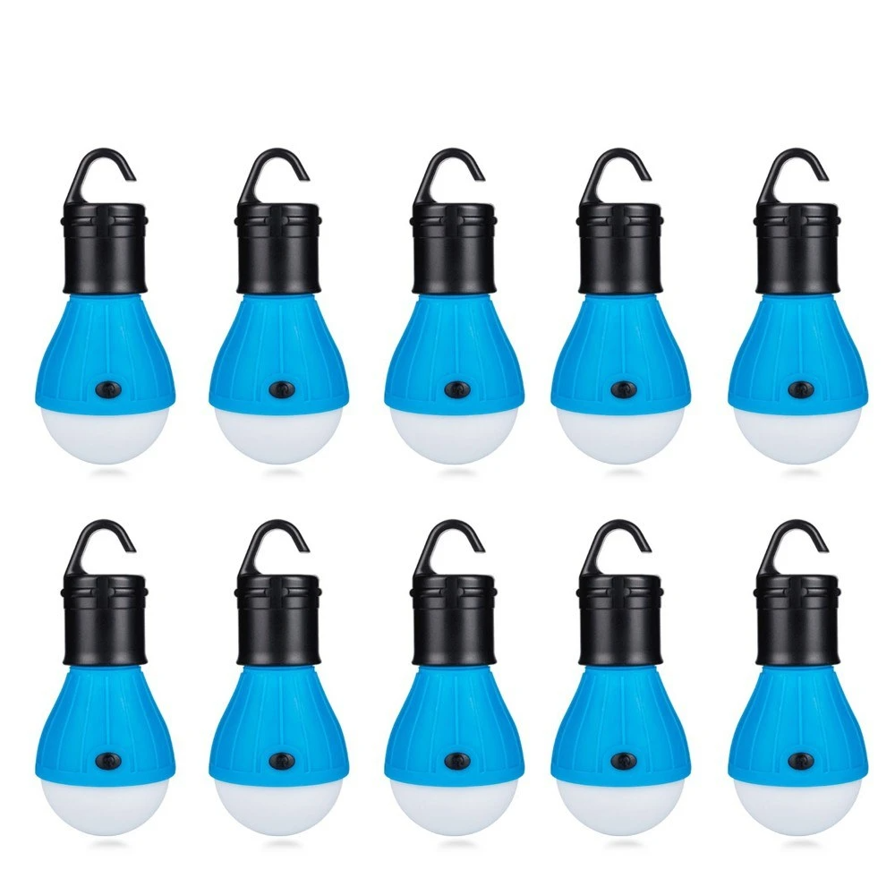 Mini Portable Lantern Tent Light LED Bulb Emergency Lamp Hanging Hook For Camping 10Pcs
