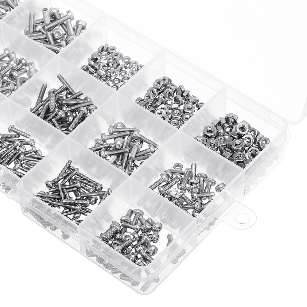 480Pcs M2/M2.5/M3 Torx Machine Screw 304 Stainless Steel Pan Head Bolt Nut Assortment