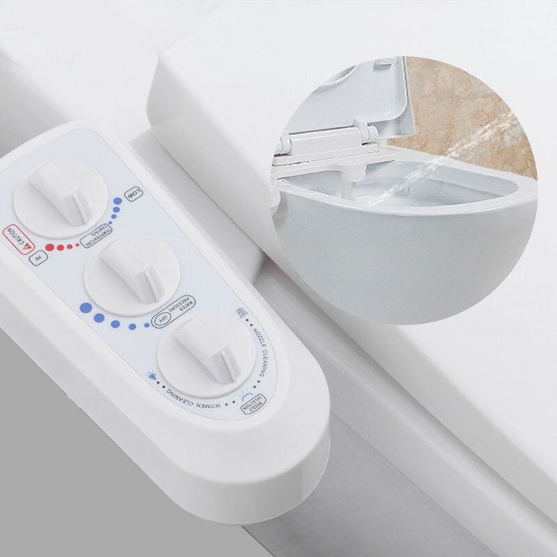 Smart Toilet Portable Bidet Attachment Seat Cover Sprayer Hot Cold Mixer Water Wash Cleaner Set for w/ Adjustable Pressure Switch Self Dual Nozzle