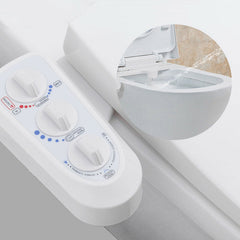 Smart Toilet Portable Bidet Attachment Seat Cover Sprayer Hot Cold Mixer Water Wash Cleaner Set for w/ Adjustable Pressure Switch Self Dual Nozzle