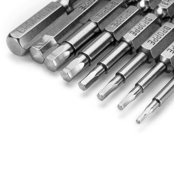 8pcs 50mm H1.5-H8 Hex Head Screwdriver Bit 1/4 Inch Hex Shank Magnetic Screwdriver Bits