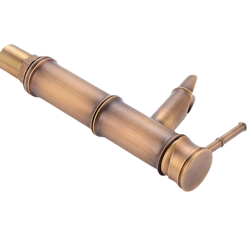 Single Handle Deck Mount Bathroom Bamboo Vessel Sink Faucet Antique Copper Short Spout Bath Tub Mixer Taps