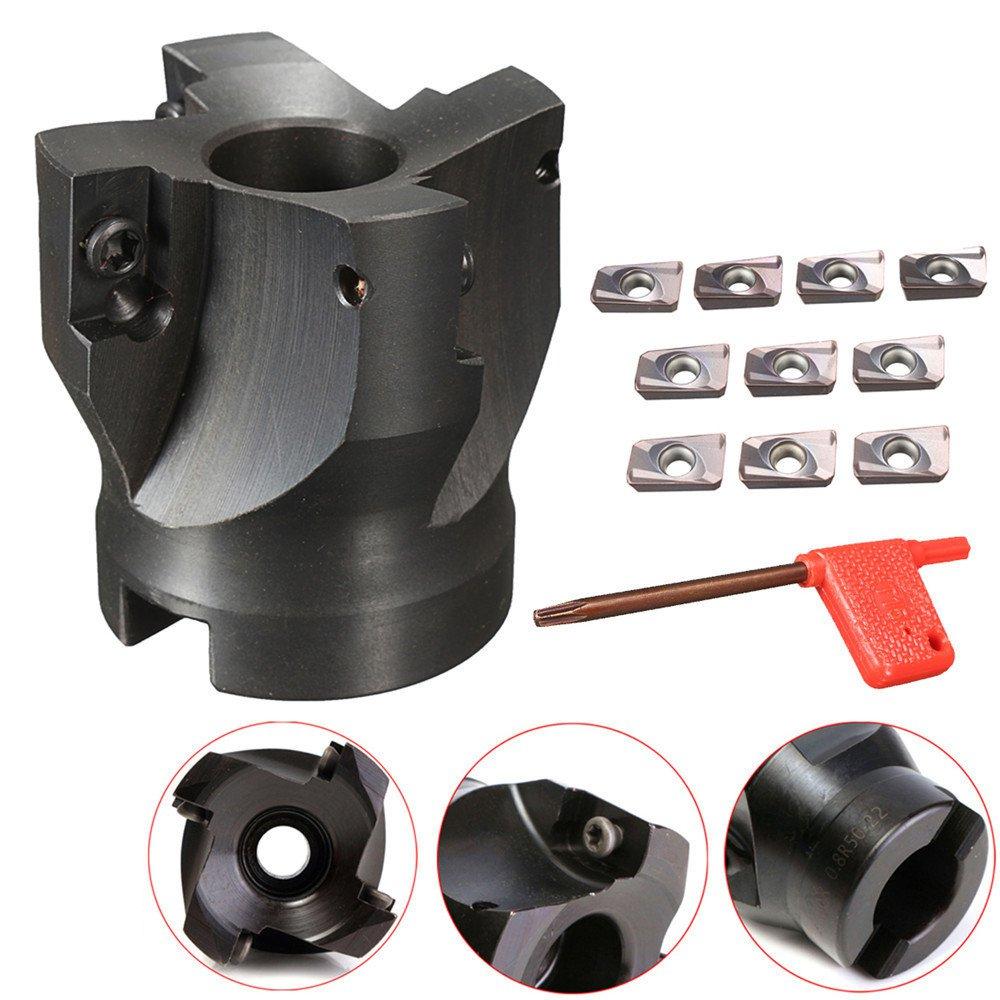400R-50-22 4 Flute 90 Degree Face End Mill Cutter with 10pcs APMT1604 Carbide Iinserts and Spanner