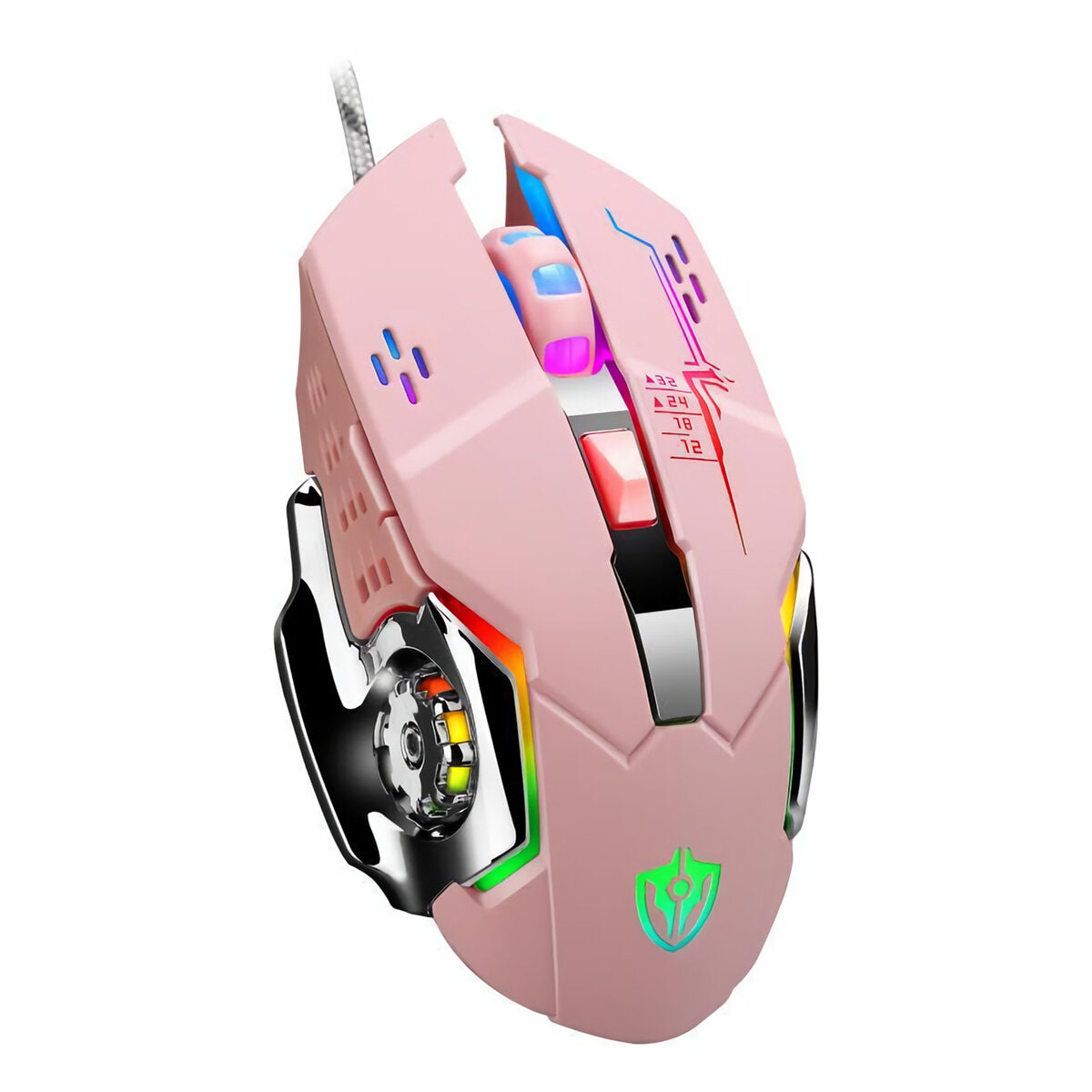 Wired Gaming Mouse Metal Base 800-3200DPI 4 Colors Breathing Backlight Ergonomic Home Office Mice for Desktop Computer Laptop PC