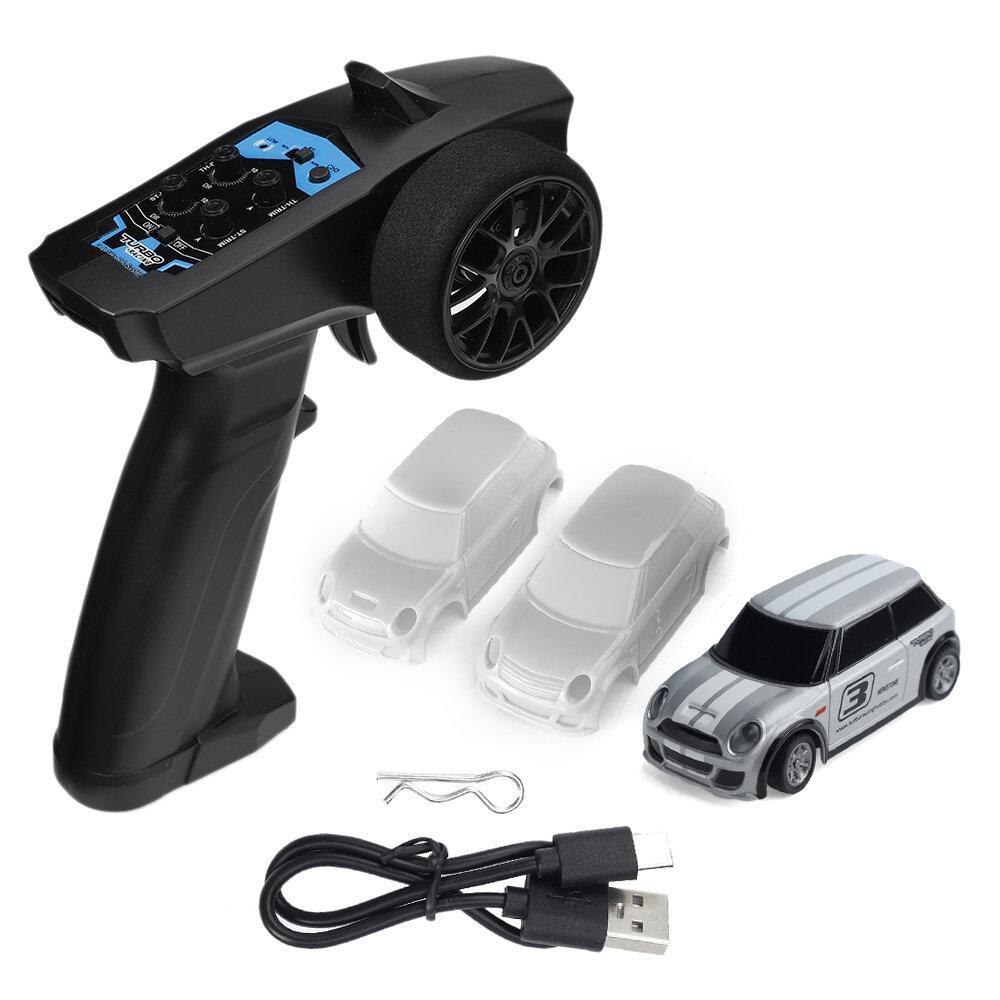 RTR 1/76 2.4G 2WD Fully Proportional Control Mini RC Car LED Light Vehicles Model Grey