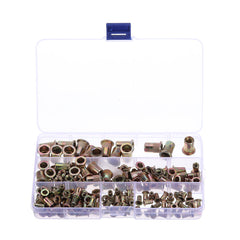 165Pcs M3/M4/M5/M6/M8/M10/12 Zinc Plated Rivet Nut Threaded Countersunk Head Insert Nut Tool Kits