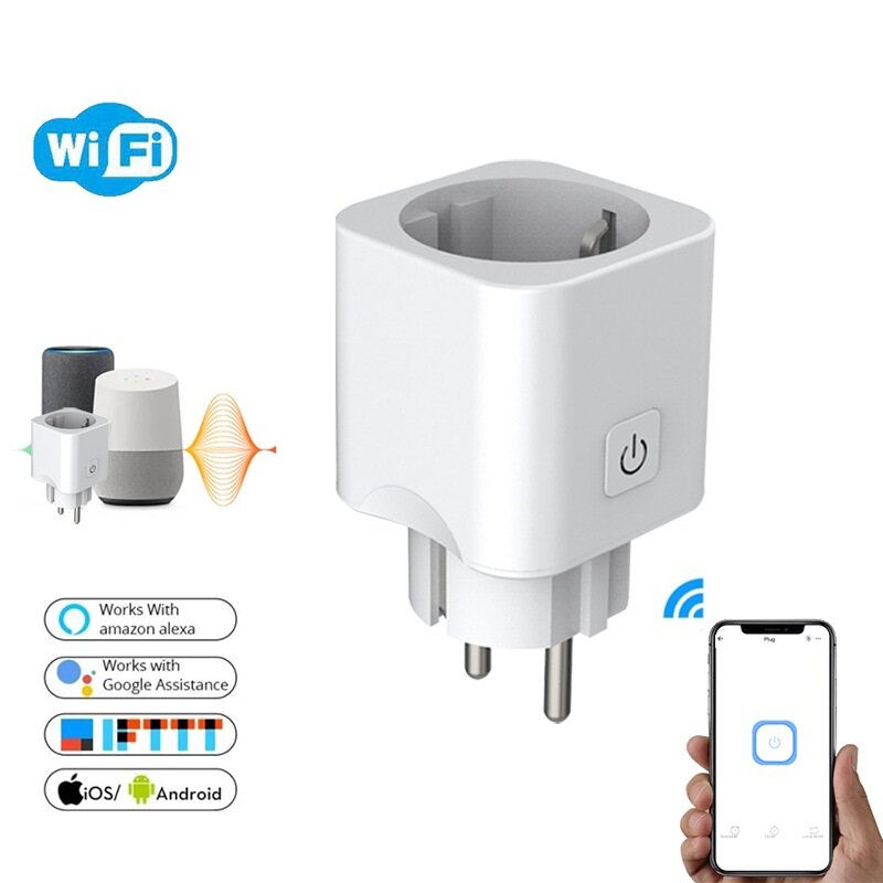 WiFi Smart EU Plug Smart Power Socket Wireless Control Compatible with Alexa Amazon Google Home