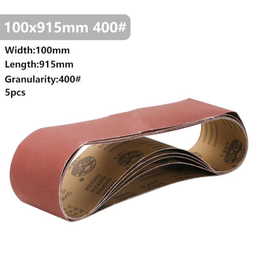 5Pcs 915x100mm 40 to 400 Grit Sanding Belt for Flush Belt Machines Polishing Grind Machine