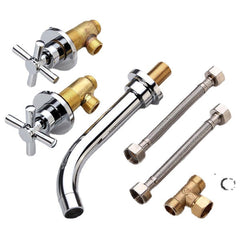 Chrome Brass Modern Wall Mounted 3 Hole Bath Faucet Tap