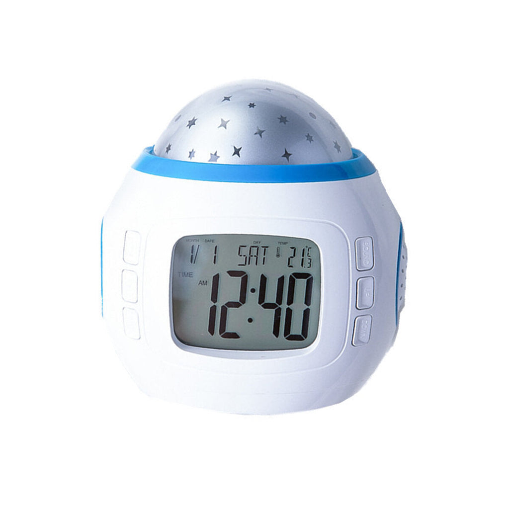 Night Light Projector LED Lamp Bedroom Digital Alarm Clock With Music for Kids
