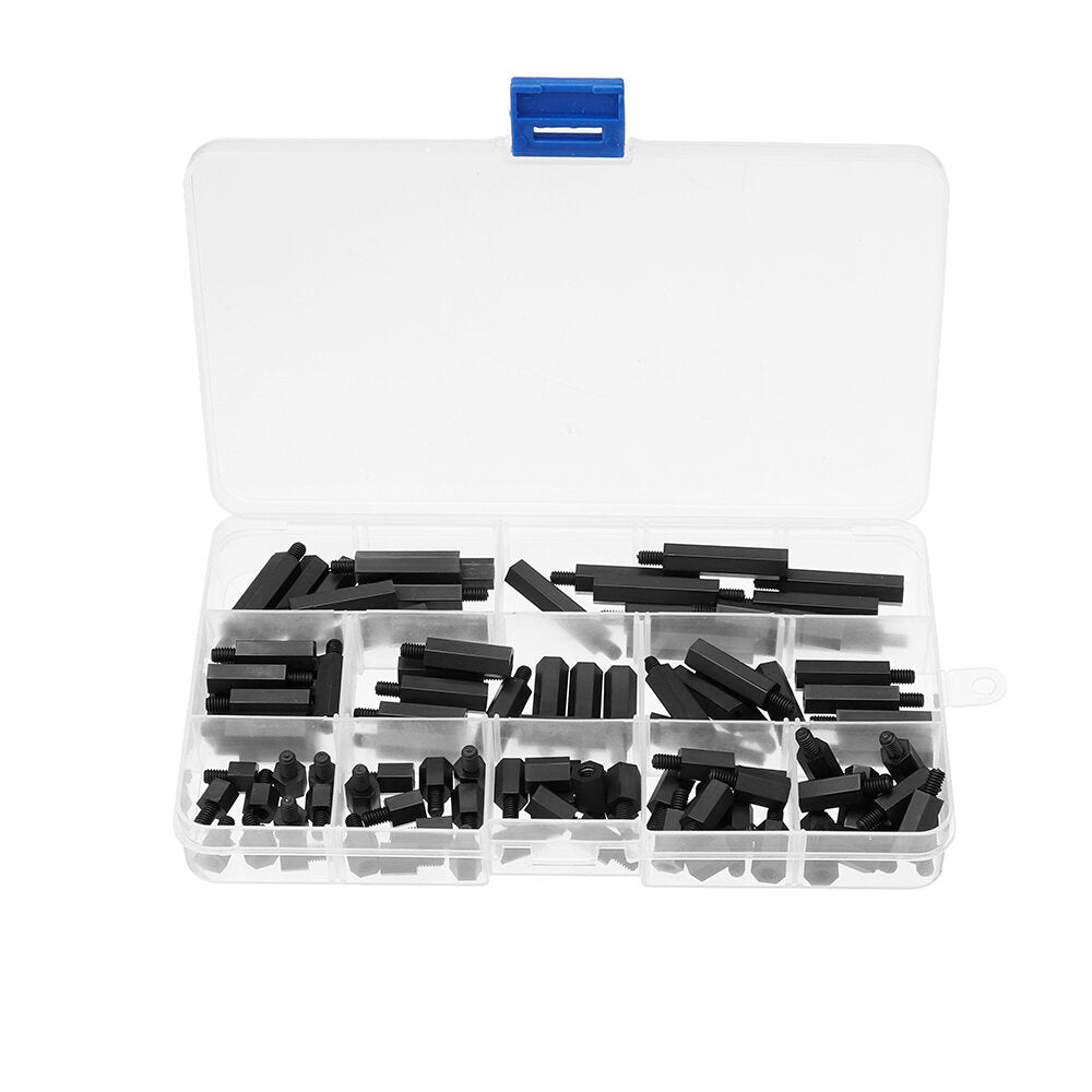 M4NH4 110Pcs M4 Nylon Hex Screw Black/White Female to Male PCB Standoff Column Set