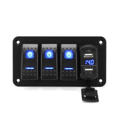 4/5/6 Gang Green Rocker Switch Panel Circuit Breaker LED Waterproof Car Marine Blue