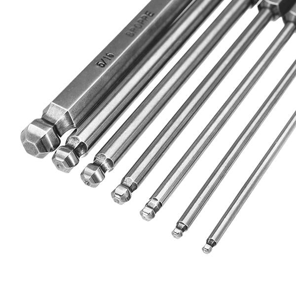 7pcs SAE 5/64-5/16 Inch 100mm Magnetic Ball Screwdriver Bit 1/4 Inch Hex Shank