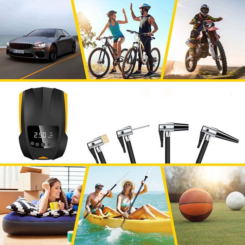 12V Digital Display Portable Multifunction With Lighting Function Car Bike Universal Bicycle Tire Pump Mountain Bike Inflator Pump