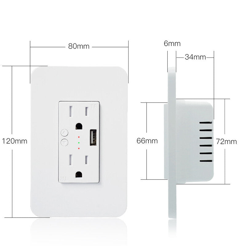 WIFI Smart Wall Socket Remote Control USB Individual Control Voice Control Work with Alexa and Google Home