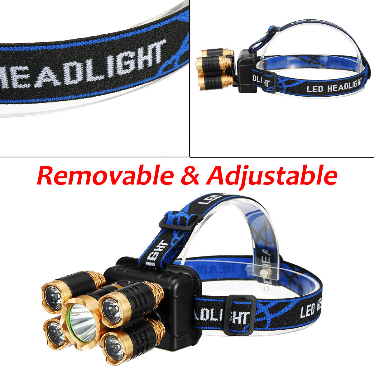 5 LEDs Ultra Bright 90 Rotatable LED Headlight Long Shoot Head Lamp For Hunting Fishing Camping Worker