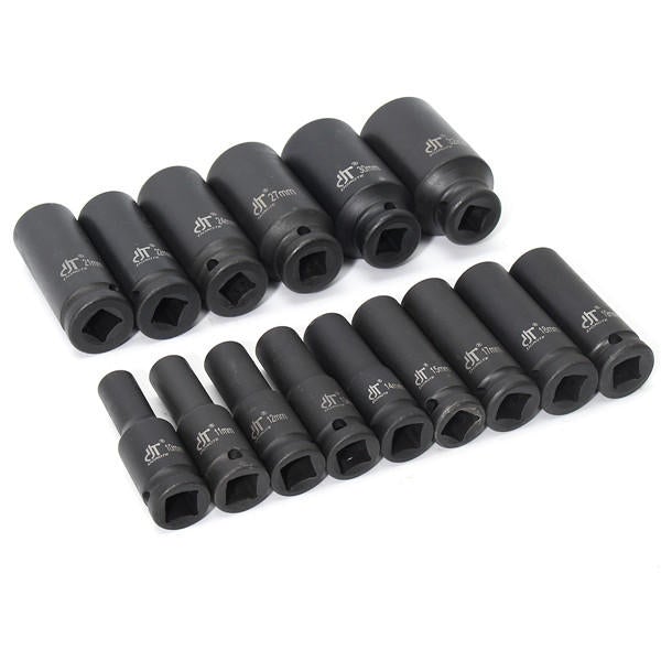 15pcs 1/2 Inch Drive Deep Impact Metric Socket Set 10-32mm Air Garage Socket Wrench Tool